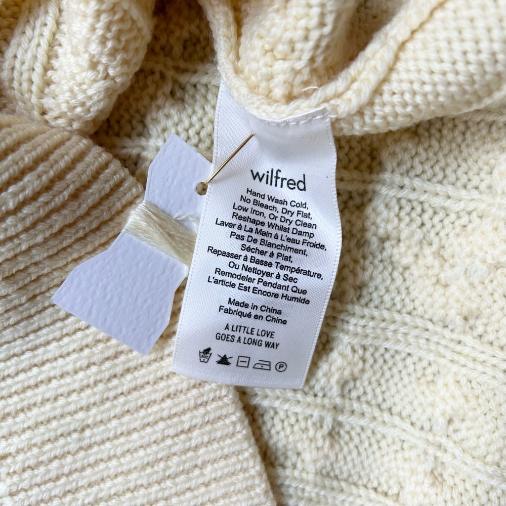 Aritzia Wilfred Devry Sweater Ribbed Cable Knit Chunky Merino Wool Yellow - Picture 9 of 11